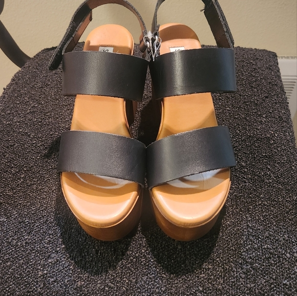 Steve Madden Marena Slingback Platform (Size 37/US 7) Black and wood - Picture 6 of 6